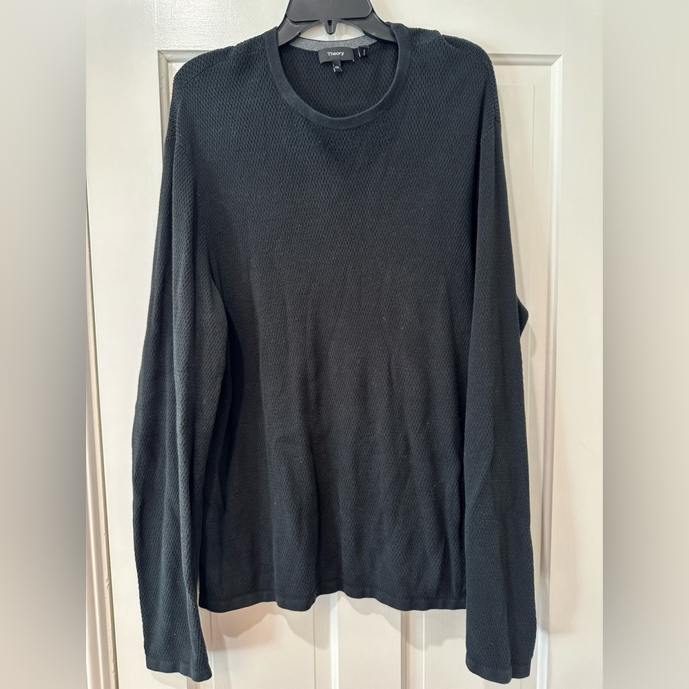 Theory men’s black sweater crewneck jersey knit long sleeve